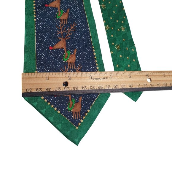 Vintage Cool Yule Christmas Tie Men Santa Reindeer Hallmark Holiday Necktie - Picture 3 of 5